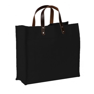 Cotton Canvas Tote with Leather Handles