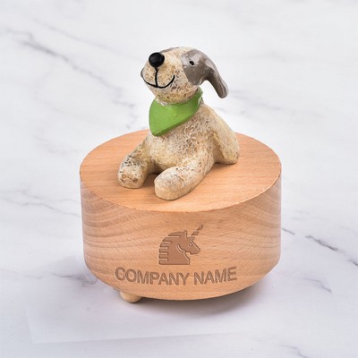 Cute Poodle Dog Music Box Without Rotating Base