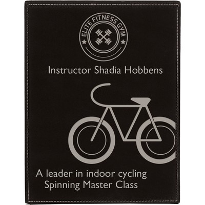 10-1/2" x 13" Black-Silver Laserable Leatherette Plaque