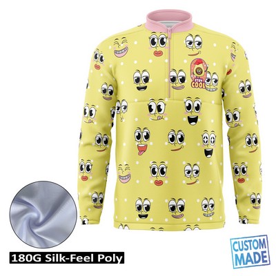 Unisex and Kids' Full Sublimation 180G Silk-Feel Quarter Zip Pullover