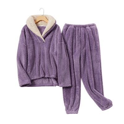 Women Autumn And Winter Flannel Pajamas Set