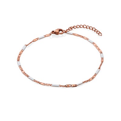 CJ Steelx White Enamel Marine Bracelet - Rose Gold