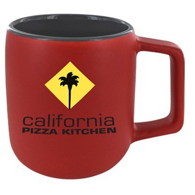 14 Oz. Spartan Silk Matte Red Ceramic Coffee Mug w/Dark Gray Interior