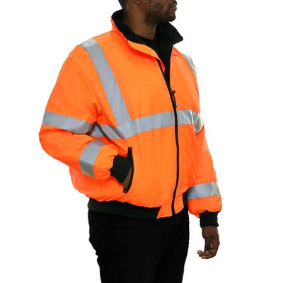 3 Poly Pongee Water Resistant 3-Season Jacket- 3M™ Scotchlite™ Reflective/Fluorescent Red-Orange