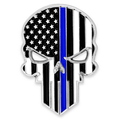 Thin Blue Line Skull Pin