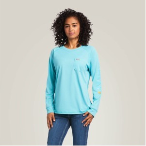 Rebar® Long Sleeve Heat Fighter Meadowbrook Blue T-Shirt