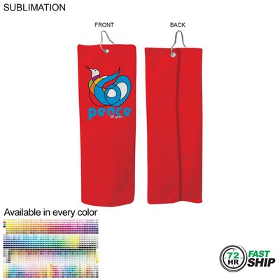 72 Hr Fast Ship - Colored Microfiber Dri-Lite Terry Golf Towel, Finished size 6x15, Trifold