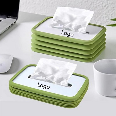 Silicone Facial Tissue Dispenser Box Case Cover Holder Rectangle Napkin Organizer