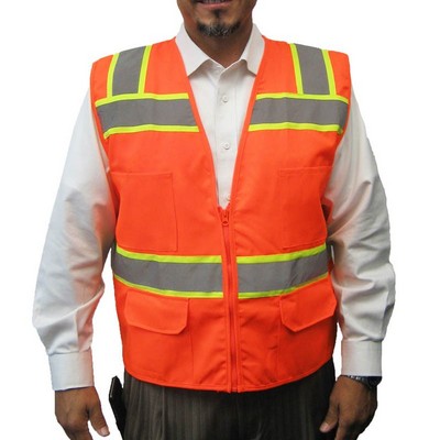 3C Products ANSI Class 2 107-2015 Surveyor Safety Vest With "X" Reflective Striping On Back