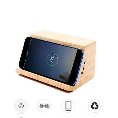 Multi functional Bamboo Wireless Bluetooth Speaker with Mobile Phone Stand Holder