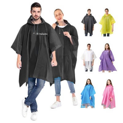 Adults Rain Poncho with Drawstring Hood