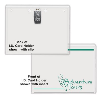 Printed Top Loading I.D. Card Holder w/Clip (4" x 3")