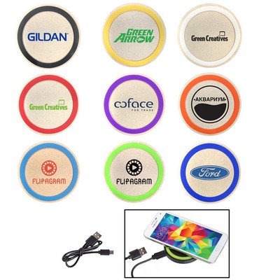 10W Eco Friendly Wireless Charging Pad For Mobile Devices Made of Wheat Straw Material