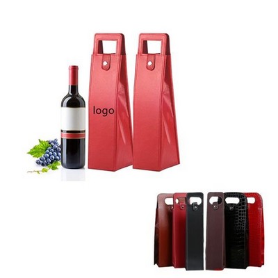 Reusable PU Leather Wine Tote Carrier