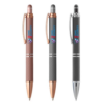 Sirin Softy Rose Gold Metal Pen with Stylus (Full Color Imprint)