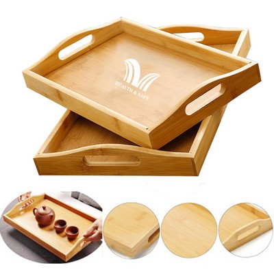 Rectangle Bamboo Tray With Handles