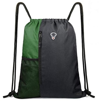 Polyester Drawstring W/Mesh Elastic Pocket Backpack