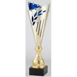 19" Assembled Gold/Blue Cup Award w/Leaf Cutouts