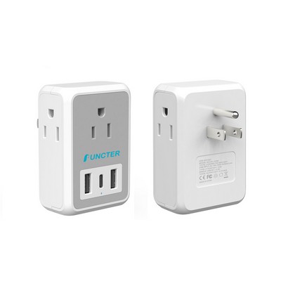 FCC 3 Jacks Cube Wall Charger W/A Type C USB