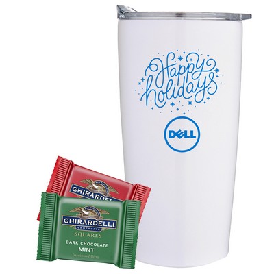 Promo Revolution - 20 Oz. Vacuum Sealed Straight Tumbler Gift Set w/2 Ghirardelli® Squares