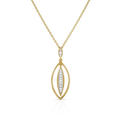 Jilco Inc. Yellow Gold Turning Diamond Leaf Necklace