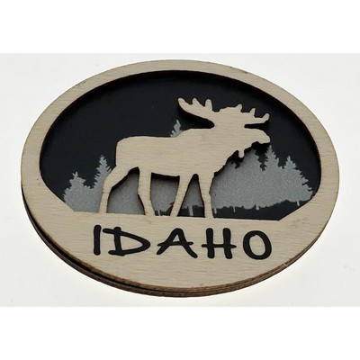 2-D Wood Moose Magnet