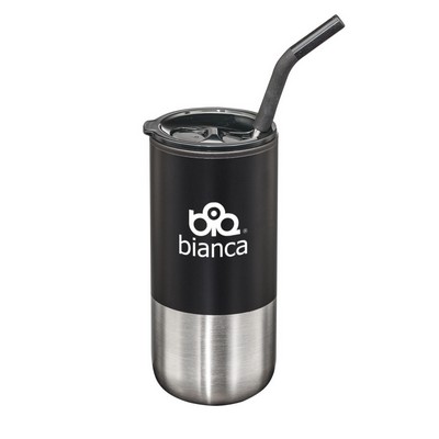 Bondi Double Wall SS Tumbler w/Straw -18oz Black