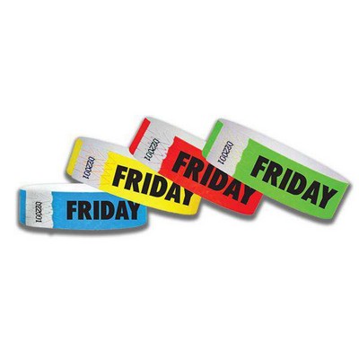 3/4" wide x 10" long - 3/4" Friday Only Tyvek Wristbands Printed 1/0