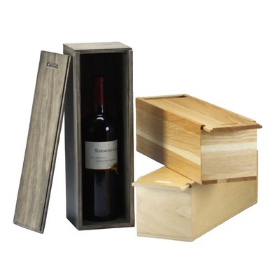 4.6" x 14.5" Birch Wood Slide Top Wine Box