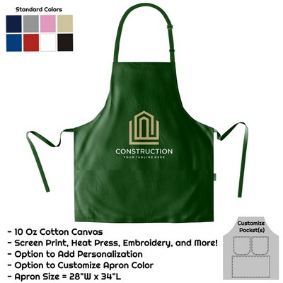 Cotton Canvas Bib Apron - 28"W X 34"L