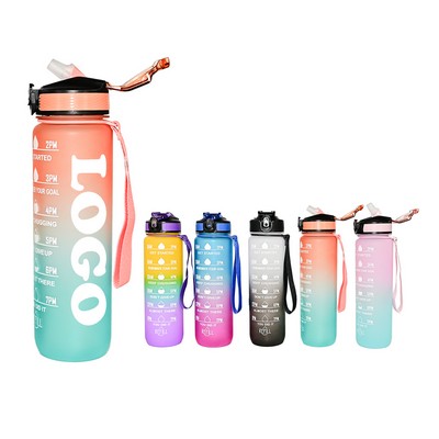 32 OZ Gradient Plastic Sports Water Bottle