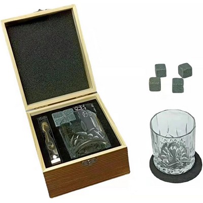 Whiskey Glass and Natural Stones Gift Set Single Pack