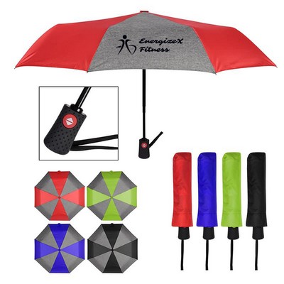 42" Arc Heathered Telescopic Folding Umbrella