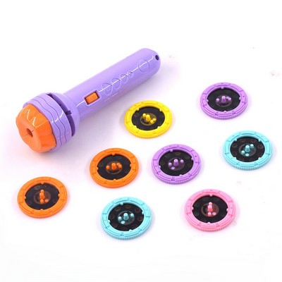 Kid Projection Fashlight 1pc with Projection Card 8pcs, use 3*AG13# Button Cell included