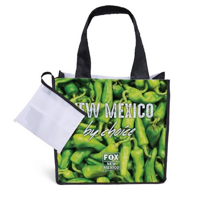 Polyester Grocery Bag w/Foldable Pouch attached(Full Bleed Printed on two sides)