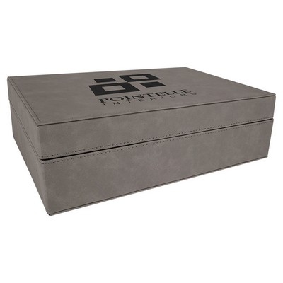 12 1/4" x 8 1/4" Gray Laserable Leatherette Premium Gift Box