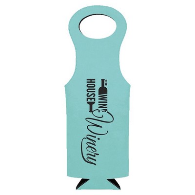 Teal Laserable Leatherette Wine Bag