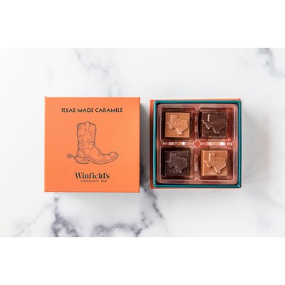 Texas-Made Caramels 4PC Milk Chocolate Box