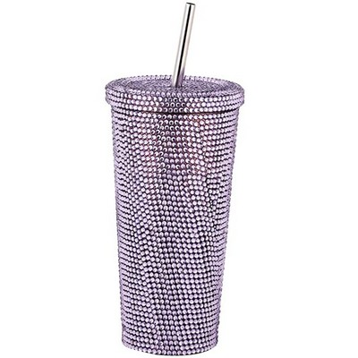 Stainless Steel Vacuum Rhinestone Straw Tumbler