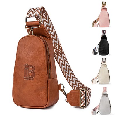 PU Leather Small Crossbody Sling Backpack Multipurpose