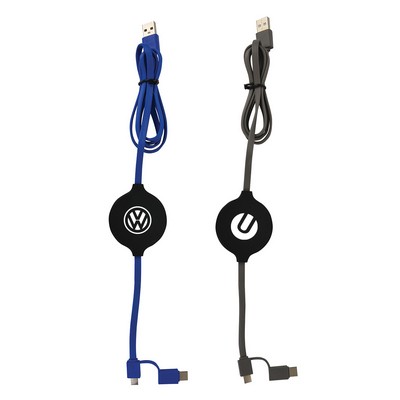 3-in-1 Charging Cable with Micro/TypeC/Lightning & Wireless Charging