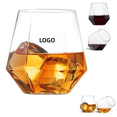 Diamond Shaped 12oz Plastic Stemless Wine Glasses