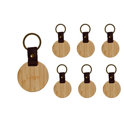 Bamboo Keychain Round