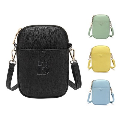 PU Leather Casual Crossbody Shoulder Phone Bag