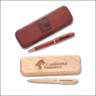 Wooden Ballpoint Pen w/ Match Box in Maple Wood Finish