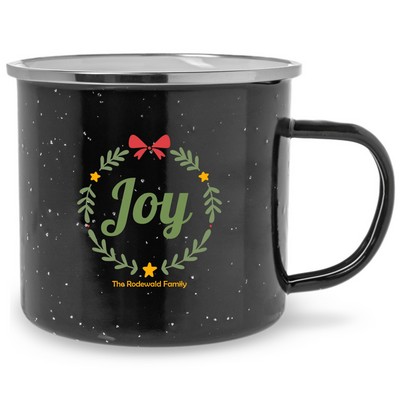 Personalized 16oz Christmas Joy Wreath Campfire Metal Mugs