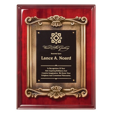 Rosewood Plaque with Antique Bronze Finish Casting, 12x15"