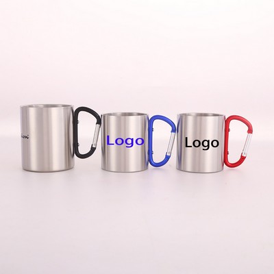 7Oz Stainless Steel Cups Outdoor Carabiner Mug