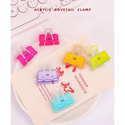 Dovetail Clamp Acrylic Album Memo Clip Bag Binder Sealing Clip Food Bag Clamp-Two Sides Printing