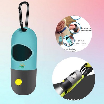 Dog Waste Bag Dispenser with LED Flashlight and Hook